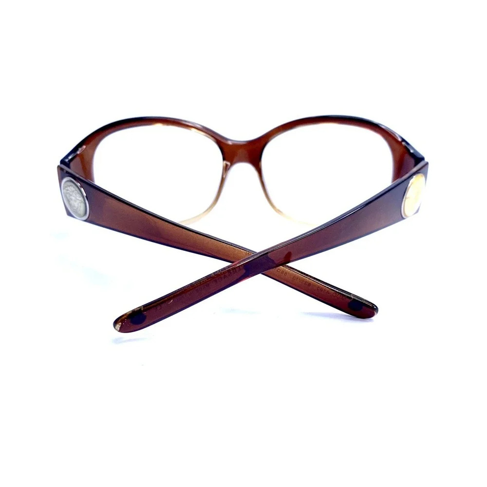 Versace Brown Beige Ombre Oval Wrap Medusa Eyeglasses Italy MOD 4182 58 16 130